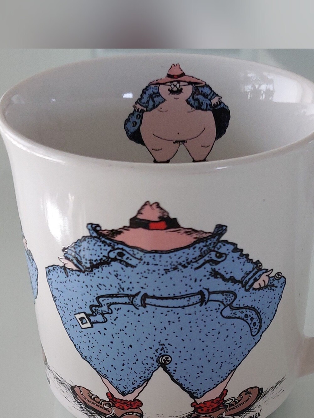 Vintage Bad Taste Joke Mug Flasher Guy Made In Japan 80s